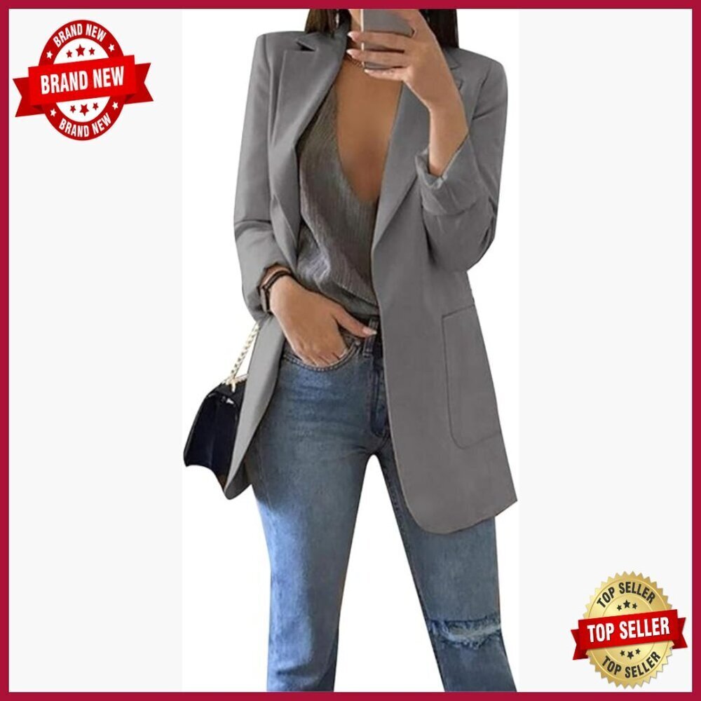 Long Sleeve Slim Fit Blazer Jacket for Work Office Casual Wear